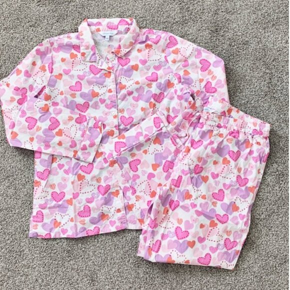 The Company Store Poplin Dot Pj pants Hearts Long/Long Size Large - Picture 1 of 4